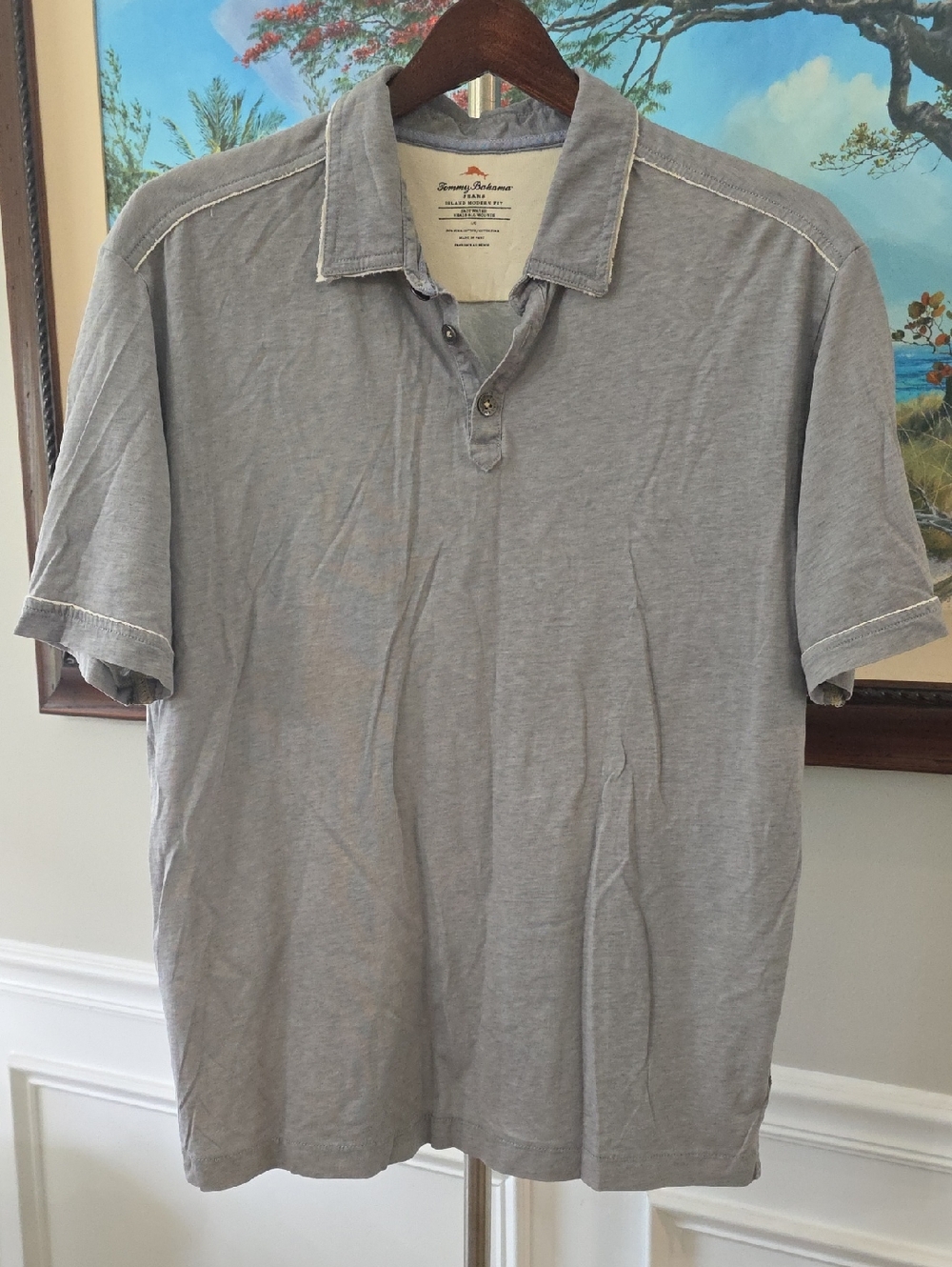 Tommy Bahama Men's Short Sleeve Polo — Light Gray Heather